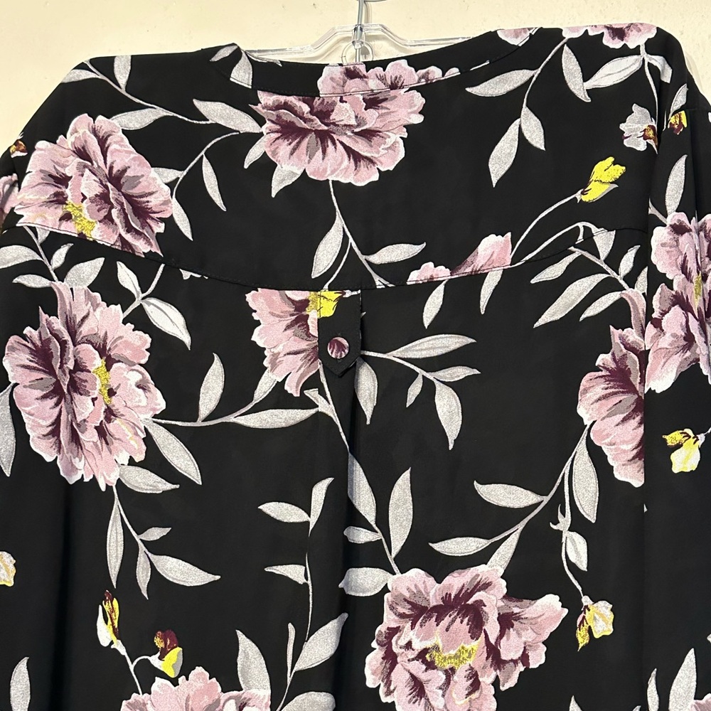 Torrid Goth Dark Tiki Harper Georgette Floral Pullover 3/4 Sleeve Top Black 0 - Picture 8 of 11
